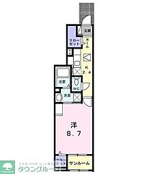 ソレアードＧ 1階1Kの間取り