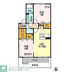 ハニービレッジ 1階2LDKの間取り