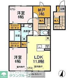グローリアコート　A 2階2SLDKの間取り