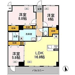 カスタリア西船橋II 502 5階3LDKの間取り
