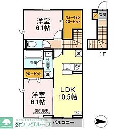流山市向小金3丁目アパート 2LDKの間取図画像