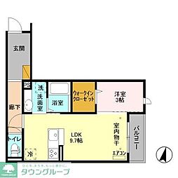 ラ・ベルデュール 1LDKの間取図画像
