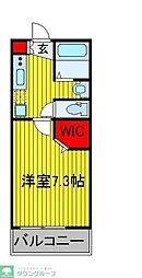 ダブルレインボウムツミ 1Kの間取図画像