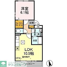 ラ・カーサ1 1LDKの間取図画像