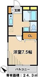 山新ビル 1Kの間取図画像