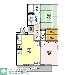 ハイカムールN 2DKの間取図画像