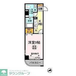 アルカンシェル 1Kの間取図画像
