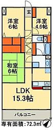 ハートフルシティ松戸六高台スクエア1 3LDKの間取図画像