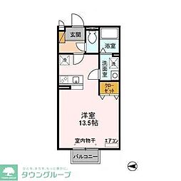 クレールセゾン ワンルームの間取図画像