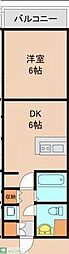 ワコーレエレガンスくぬぎ山 1DKの間取図画像