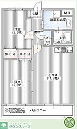 クレストガーデン南柏 2LDKの間取図画像