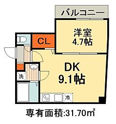 グラントレス松戸 1DKの間取図画像
