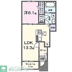 鹿黒アパート D 1LDKの間取図画像