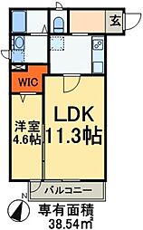 アファン 1Kの間取図画像