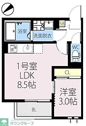 レガリストフェリス 1LDKの間取図画像