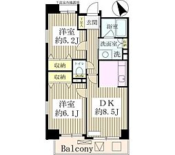 パインエクセレント 2LDKの間取図画像