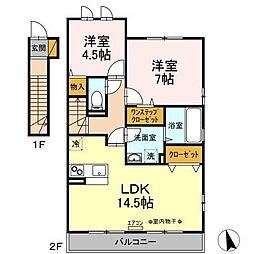 AiryGardenC 2LDKの間取図画像