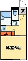 レオパレス北初富 3階1Kの間取り