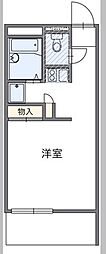 レオパレス北初富 3階1Kの間取り