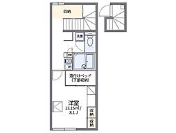 京成松戸線 三咲駅 徒歩17分の賃貸アパート 2階1Kの間取り
