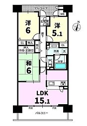 ファミールアクシス八尾センタースクエア 2SLDKの間取図画像