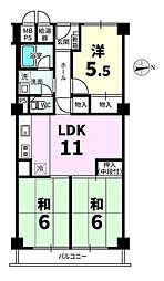 ルネ武庫川 3LDKの間取図画像