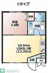 プライムテラス鶴ヶ峰 1LDKの間取図画像