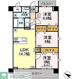 プラザ池尻1 3LDKの間取図画像