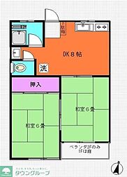第3田園ハイツ 2DKの間取図画像