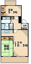 フィール野川B 2LDKの間取図画像