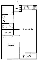 第三もえぎ野ハイツ 1LDKの間取図画像