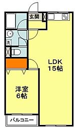吉浜マンション 1LDKの間取図画像