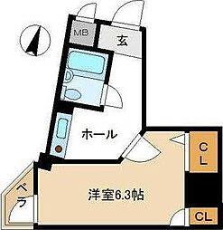 アソシエ横浜 1Kの間取図画像
