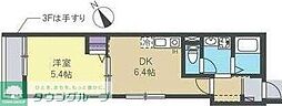 ベルメゾン横浜小机 1DKの間取図画像