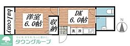 メゾン・ド・ヴィレ鷺沼 1DKの間取図画像