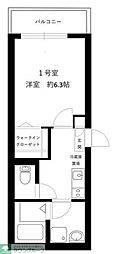 リーヴェル横浜三ッ沢プレミオ 1階1Kの間取り