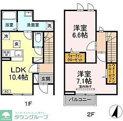 ラ・ぺジブル 2階2LDKの間取り