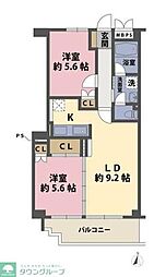 サンモール田園 2LDKの間取図画像