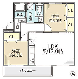 洋光台南第2住宅6-21号棟 2LDKの間取図画像