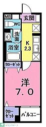 東武東上線 坂戸駅 徒歩11分の賃貸マンション 4階1Kの間取り