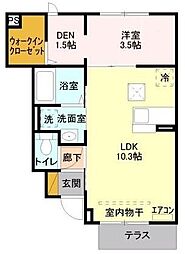 東武東上線 新河岸駅 徒歩2分の賃貸アパート 1階1LDKの間取り