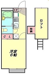 西武新宿線 南大塚駅 徒歩22分の賃貸アパート 1階1Kの間取り