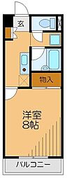 東武東上線 川越市駅 徒歩7分の賃貸マンション 1階1Kの間取り
