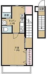 セレスト狭山市 2階1Kの間取り