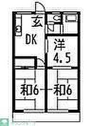 鷹の羽コーポ 3DKの間取図画像