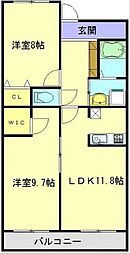 クレセールふじみ野 2LDKの間取図画像