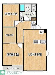 グロースボーネンA棟 2LDKの間取図画像