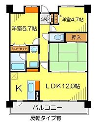 ウィスタリアオーク 3LDKの間取図画像