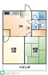 藤野第2マンション 2DKの間取図画像
