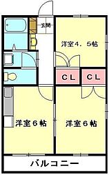 レオパレスラウムふじみ野 2DKの間取図画像